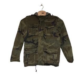 Vintage American Eagle jacket mens small green camo sherpa lined hooded field